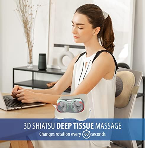 Zyllion ZMA-13 Back and Neck Massager with Heat for Pain Relief, Cream - Image 3