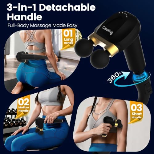 3-in-1 Massage Gun with Detachable Long Handle, Dual-Head Back Massager - Image 5