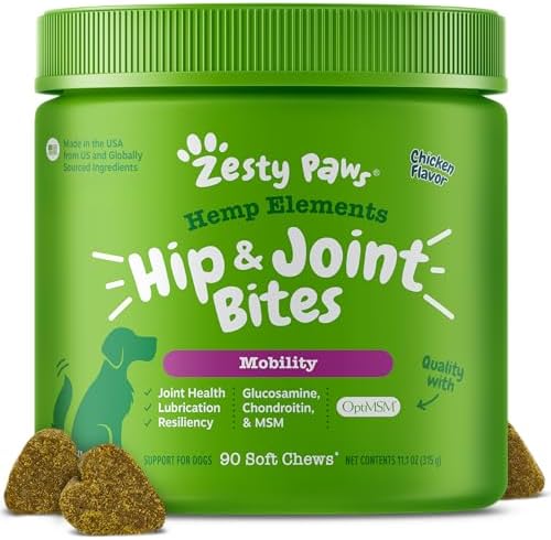 Zesty Paws Glucosamine for Dogs - Dog Joint Supplement + Hemp, Chicken 90ct by ZestyPaws