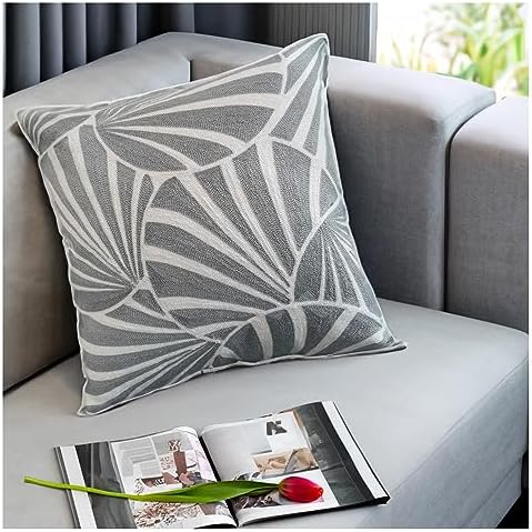 Throw Pillow Covers Gagliano Decorative Lumbar Pillow Sham Silver Grey Art Deco Fans Geometric Abstract Circles Pillowcase Gray Limestone 18"x18",Cotton Canvas 45x45cm - Image 3