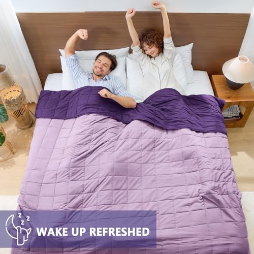 King Size Weighted Blanket for Adults (20 lbs, 80” x 87”, Purple) Cooling Heavy Blanket for Sleeping Perfect for 190-210 lbs, Breathable Blanket for Adults & Couple All Season, Machine Washable - Image 5