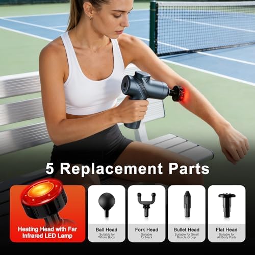 LEERCON Massage Gun with Heat, Deep Tissue Back Massage Gun for Pain Relief - Image 3
