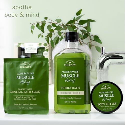 Village Naturals Therapy 3-Piece Relaxing Muscle Wellness Spa Gift Set, Eucalyptus Mint Scent - Image 3