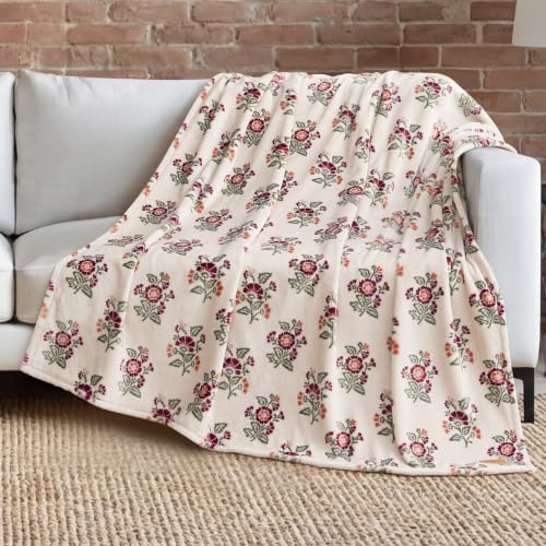 Lucky Brand Charlotta Merlot Olive Plush Throw, Ancient Scroll, 50 x 70 in by LuckyBrand