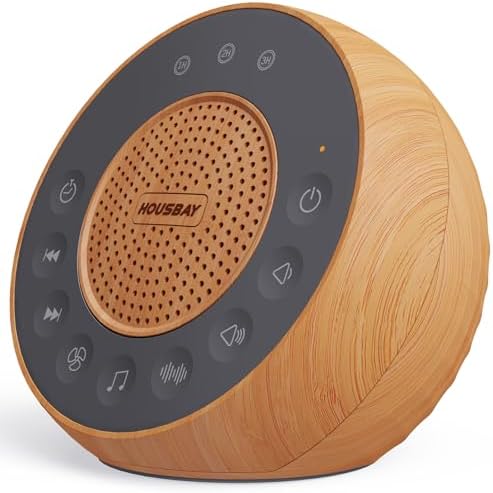 Housbay White Noise Machine with 31 Soothing Sounds, 5W Loud Stereo Sound, Auto-Off Timer, Adjustable Volume, Sleep Sound Machine for Baby, Kid, Adult -Wood Grain by HOUSBAY