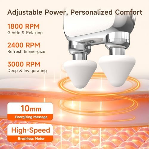 Dual-Head Mini Massage Gun, High-Power Portable Handheld Massager with 6 Massage Heads, Compact Quiet Design for Full-Body Use, Suitable for Travel & Office Use, Gift for Men & Women, - Image 5