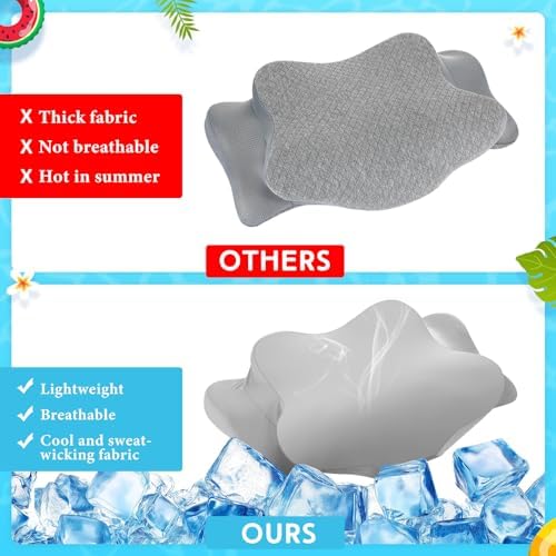 Hahafelt Cooling Cervical Neck Pillowcase,Gray,Standard Size - Image 3