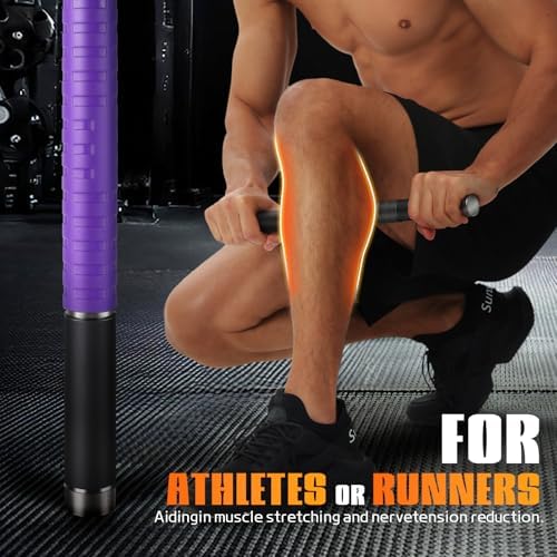 Muscle Roller Stick,17" Massage Roller for Muscle Deep Tissue Purple - Image 2