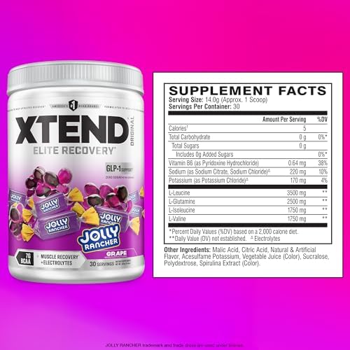 Xtend Original BCAA Powder with Zero Sugar, Jolly Rancher Grape, 30 Serv - Image 2