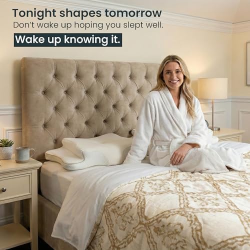Ergonomic Cervical Neck Pillow for Sleeping – Cooling Memory Foam Cervical Pillow for Side Sleepers and Back Sleepers – Contour Neck Support (White/Gold, Cooling) - Image 2