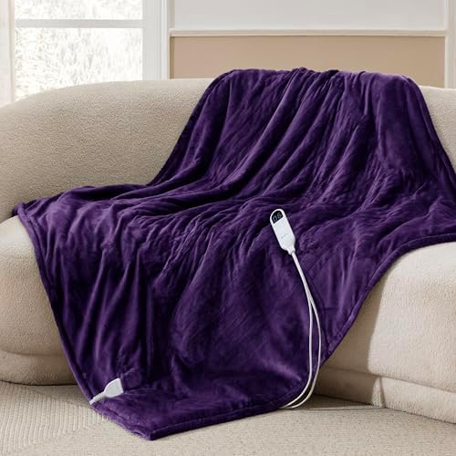 Bedsure Heated Blanket Throw, Soft Electric Blanket with Preheat, Purple by Unknown
