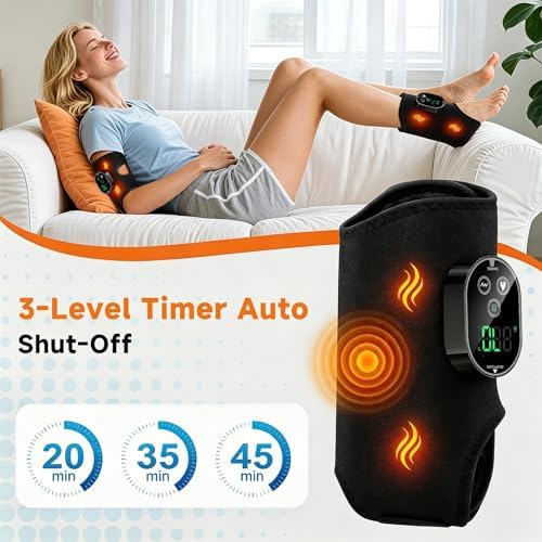 ZBK Cordless Foot Massager for Neuropathy,Ankle Massager for Pain Relief, Ankle Heating Pad Plantar Fasciitis Relief, with Heat, 6 Heat Levels & 3 Massage Modes with Timer (Black) - Image 4