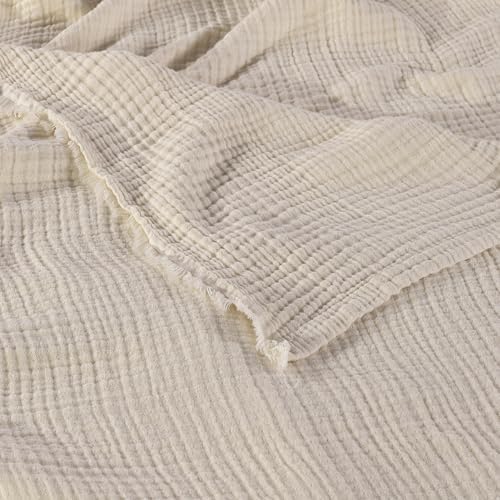 Muslin Blanket - Pure 100% Turkish Cotton Airy Soft Light Versatile Gauze Throw Blanket for Bed, Couch, Sofa (Natural, Throw Size (50" x 66" inch)) - Image 6