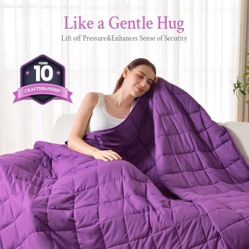 Topblan Weighted Blanket Full Size, Breathable Ultra Soft 12lbs Weighted Blanket for Adults, Weighted Blanket for Bed Sofa,Warm Heavy Blanket Machine Washable,48 x 72 inches, Purple - Image 4