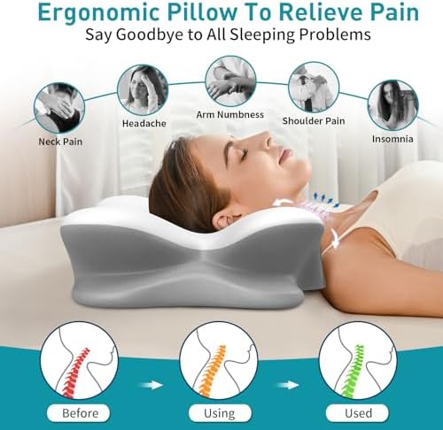 Cervical Neck Pillow for Pain Relief - Ergonomic Memory Foam Pillows - Image 3