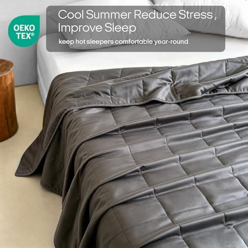 ZonLi Cooling Weighted Blanket for Hot Sleepers, Queen 48"x72" 15lbs, Grey - Image 4