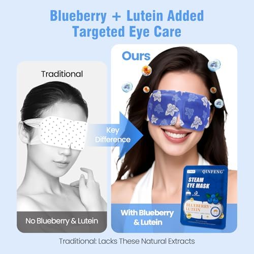 18 Packs Steam Eye Mask Self Heating Heated Eye Mask for Sleep, Warm Eye Compress for Eyes，Soothing Warm Eye Pads, Spa, Christmas Stocking Stuffers，Travel Essentials Blueberry Extract Unscented - Image 4
