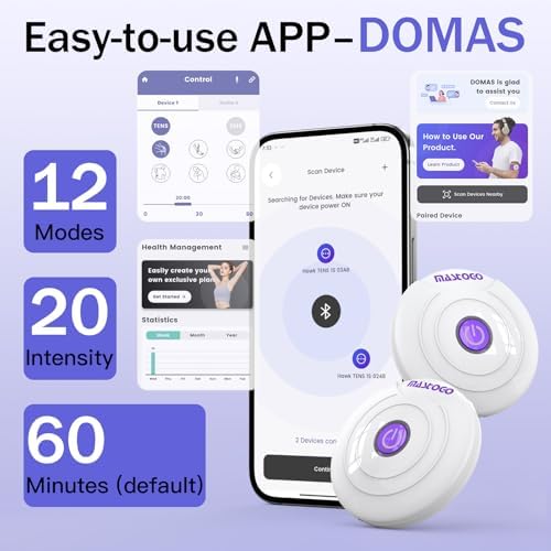 MASTOGO APP Wireless TENS Unit Muscle Stimulator 12 Modes for Pain Relief - Image 2