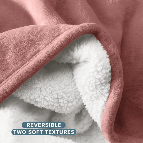 Bare Home Sherpa Fleece Blanket (Full/Queen, Dusty Rose) - Image 5