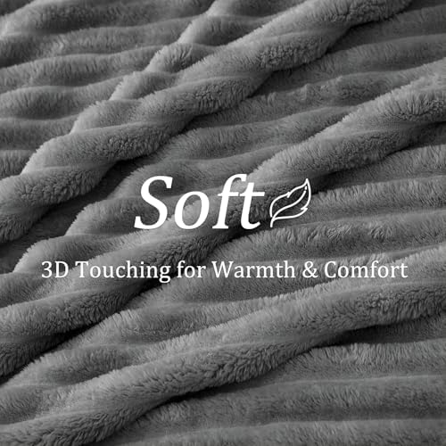 BEDELITE Ribbe Blankets Queen Size for Bed, Crey, 90"x90" - Image 4