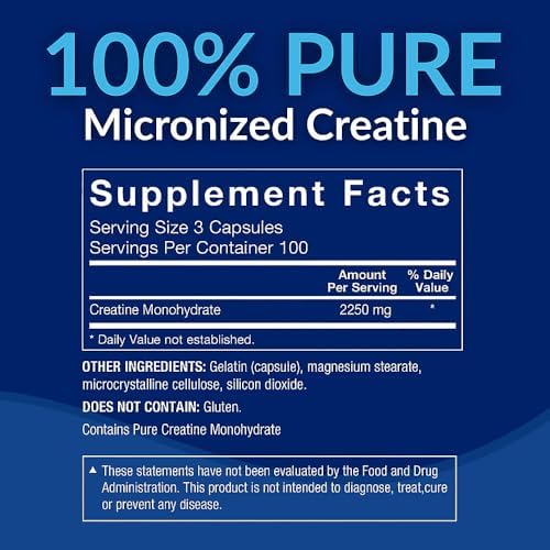 BodyTech Creatine Monohydrate Capsules, Micronized, 2250 MG, 300 Capsules - Image 3