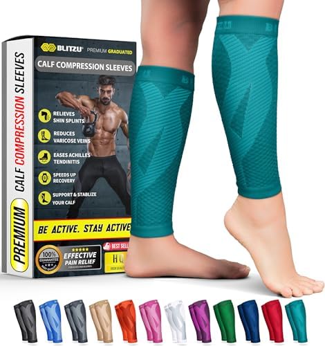 BLITZU Calf Compression Sleeves, Footless Compression Socks for Men & Women by BLITZU