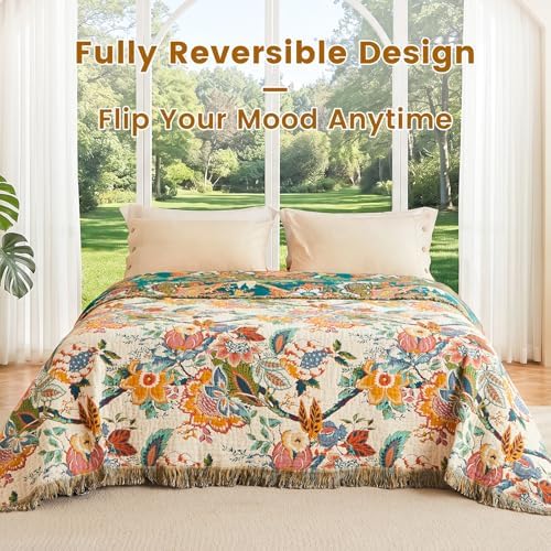 MSGKV Boho Throw Blanket 50"x60" 100% Cotton Vine Blanket for Couch Bed - Image 5