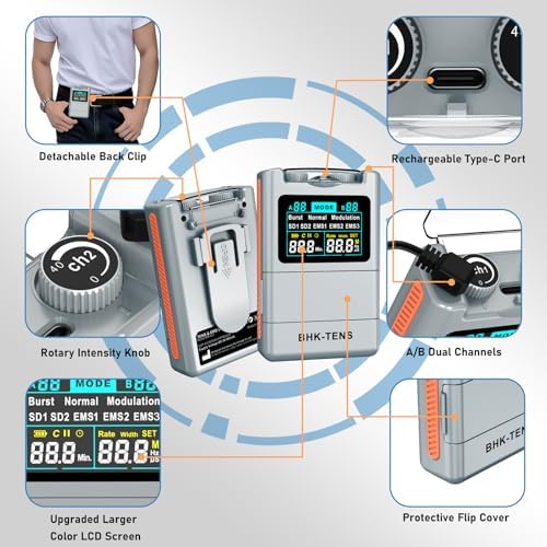 DIY Pluse TENS EMS Unit Muscle Stimulator for Back Pain Relief, Rechargeable TENS Unit Machine with 8 Modes & 8 Electrode Pads. Electric TENS Massager for Chronic Pain, Muscle Relaxation, Home Use - Image 5