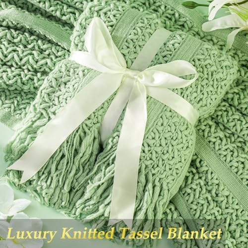 Gift Basket for Women, Self Care Set with Knitted Throw - Care Pkg - Green - Image 5