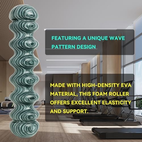 High-Density Foam Roller for Deep Muscle Massage of Legs & Back, Releases Muscle Pain, Pilates Fitness Yoga Pillar （Green Wave） - Image 2