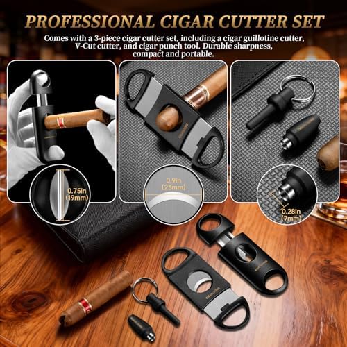 CIGARLOONG Cigar Humidor Large with Cedar Shelves, Cigar Cutter Punch and Hygrometer & Humidifier, Acrylic Cigar Desktop Box Storage for 100 Cigars Partition Clear Airtight Cigar Humidor (Small) - Image 4