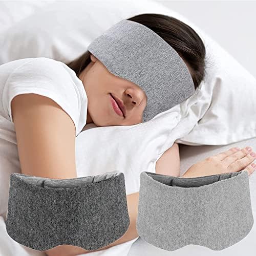 SUWEISHI 2 Pack 100% Cotton Ultra Soft Sleep Mask, Zero Pressure Natural Smooth Eye Cover with Adjustable Strap, Ultimate Sleeping Aid, Blocks Light, Comfortable Blindfold for Airplane/Nap/Travel by SUWEISHI