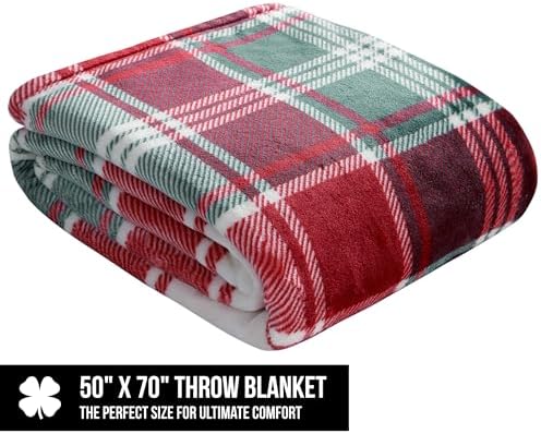 Lucky Brand Plush Winter Red Plaid 50"x70" Soft Throw Blanket - Luxurious Microfiber Plush Blanket for Ultimate Comfort and Cozy Warmth - Image 2