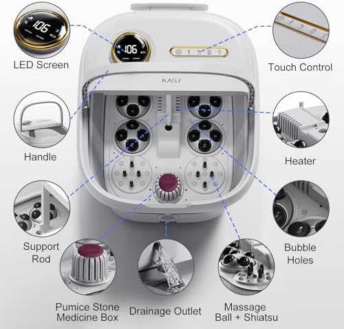 KASJ Collapsible Foot Spa Electric Rotary Massage with Heat,Bubble and Jet - Image 2