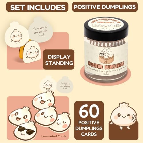 STOFINITY Emotional Support Dumpling Jar, 60 Affirmation Cards - Image 2