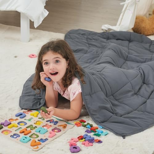 Weighted Blanket 3lbs, 36"x48", Cooling Heavy Throw Blanket for 20-40lbs, Microfiber Soft Big Blankets Weighted Comforter, Grey - Image 2