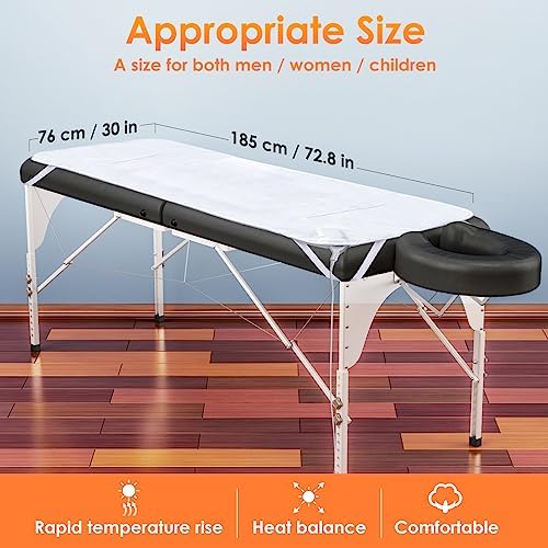 Massage Table Warmer Pads 9 Heat Settings Electric Heating Pad (72.8" x 30"), Digital Heat Control Pad, Heated Mattress Pad w/Overheat Protection for Massage Bed & Spa,White Bed Warmer - Image 5