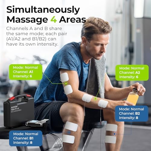 AUVON 4-Channel Digital TENS Unit Muscle Stimulator, Customizable 8 Modes - Image 4