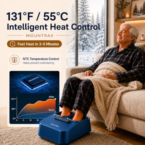 MOUNTRAX Foot Massager with Heat for Neuropathy, 2026 Upgraded, Deep Kneading Shiatsu Foot Massager for Plantar Fasciitis, Fits Up to Men Size 13, Gifts for Women Men Mom Dad Seniors(Blue) - Image 5