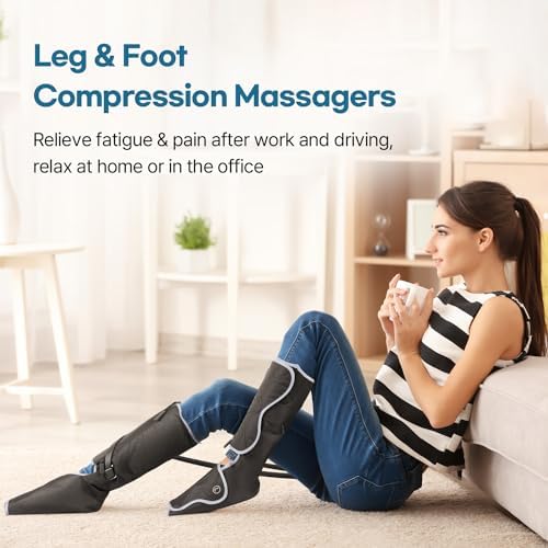 HuBDIC HubiCare Cordless Calf and Feet Massager with Heat and Air Compression for Circulation and Pain Relief, 5 Modes with 5 Intensities, Reduce Swelling, Muscles Relaxation Device (Black) - Image 4