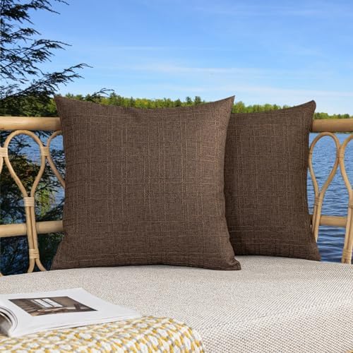 Kevin Textile Outdoor Waterproof 20”x20” Pillow Covers 2 Pack, Brown by KevinTextile