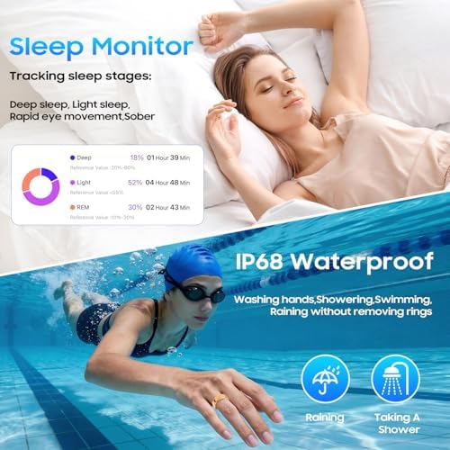 Smart Ring Gen 3 for Women Men, IP68 Waterproof Health Tracker Rosegold,13 - Image 5
