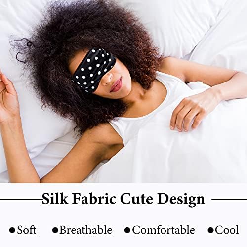 Geyoga 4 Pcs Silk Dot Sleep Eye Mask Dot Blindfold with Adjustable Strap Silk Soft Dot Eye Cover for Women Men Satin Night Blindfold Cover - Image 5