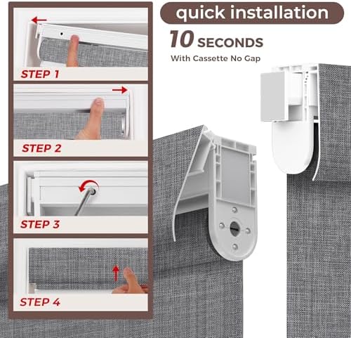 Allesin zen No Drill No Tools Blackout Roller Shades for Windows, (Dark Gray Custom Size), Renter-Friendly, UV Protection, no-Drill Pull-Down Blinds for Home, Bedroom, Office, Living Room - Image 2