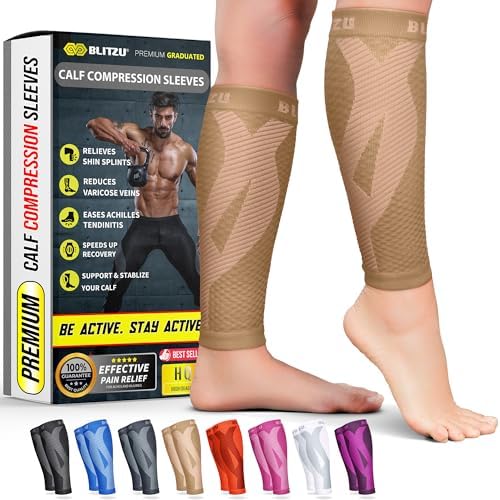 BLITZU Calf Compression Sleeves, Footless Compression Socks for Men & Women by BLITZU