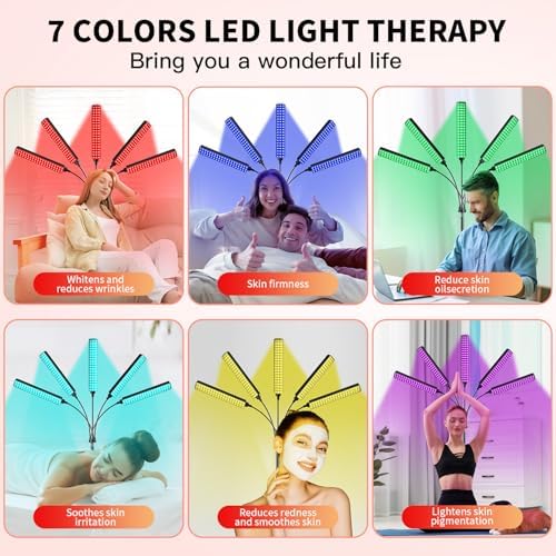 Red Light Therapy for Face Body, 5 Heads Red Infrared Light Therapy Device, 7Colors Full Body Red Light Therapy Devices, 660nm and 850nm Near Infrared for Face,Muscle,Body,Skin - Image 2