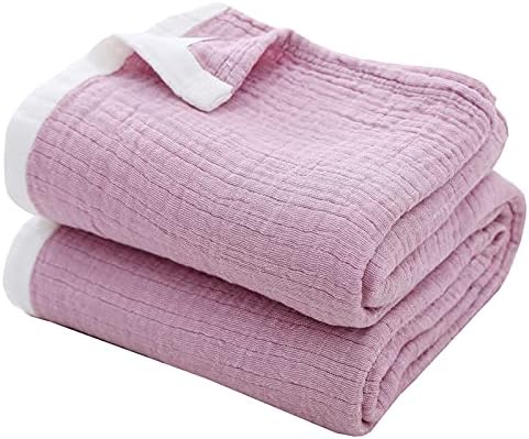 SE SOFTEXLY Muslin Throw Blanket, 4-Layer Dyed Yarn, 80”x90”, Purple by DefineCozyHealthyLife
