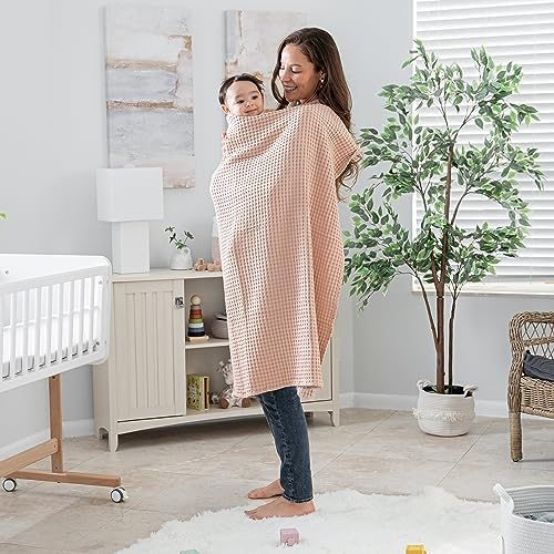 Comfy Cubs Waffle Weave Baby Blanket - 40” x 40” Cotton Blanket with Textured Design - Lightweight Swaddle for Bed, Crib, Stroller, or Couch - Soft and Cozy Cover for Toddlers, Boys & Girls - Blush - Image 5