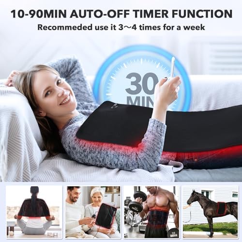 Red Light Therapy for Body, 660nm 850nm Infrared Light Therapy Pad, Wearable Wrap with Timer Remote Control for Back Shoulder Waist Knee, Infrared Light Device Home Use, 31.5" x 11.8" Large Area - Image 4