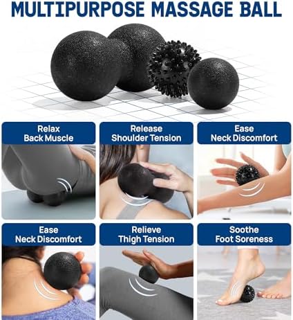 Yes4All Foam Muscle Roller Set, 7-in-1 High-Density Set of Back Roller, Fascia Massage Tool, Stretch Strap, Spiky, Peanut & Smooth Massage Balls, Carry Bag - Ideal for Muscle Care & Relaxation - Image 6